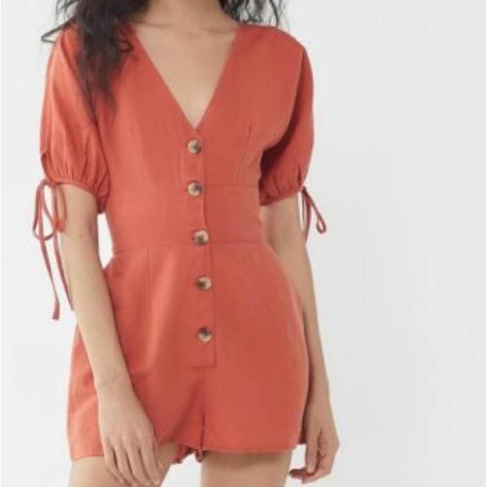 Urban Outfitters linen buttoned romper